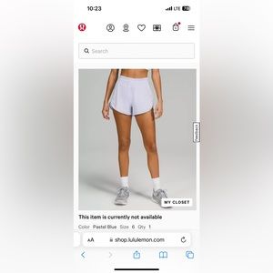 Lululemon high rise 3 inch inseam running shorts